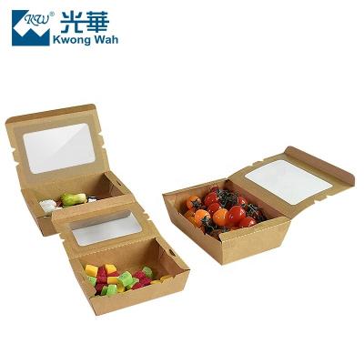 China Disposable Paper Box Kraft Paper Box With Window Fast Food Takeaway Food Packaging Boxes for sale