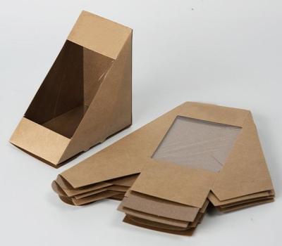 China Disposable Paper triangle Sandwich Box sandwich packaging box Kraft paper Sandwich Box for sale