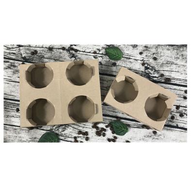 China 4 pack pulp disposable drink coffee paper cup carrier holder tray for sale