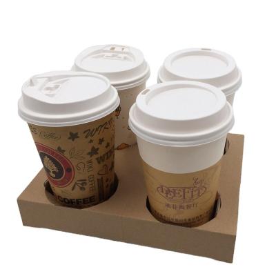 China Best selling eco friendly brown disposable coffee paper cup tray coffee carrier box juice tray for sale