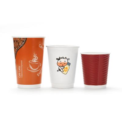 China KW219 Brand Factory Supply Double Wall Customized Disposable Paper Coffee Cups With Lids Wholesale for sale