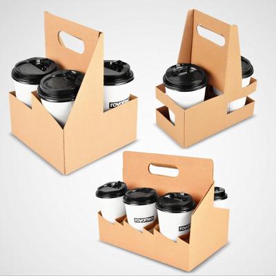 Cina KW245 Stock Corrugated Cardboard Takeaway Coffee Cup Holder Paper Carrier 2 4 6 Piece in vendita