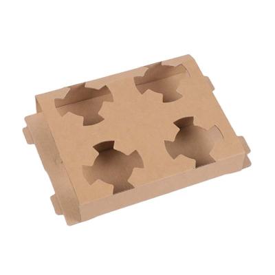 Cina Factory Price High Quality Takeaway Hot Drink Kraft Paper Cup Holder Coffee Paper Cup Holder in vendita