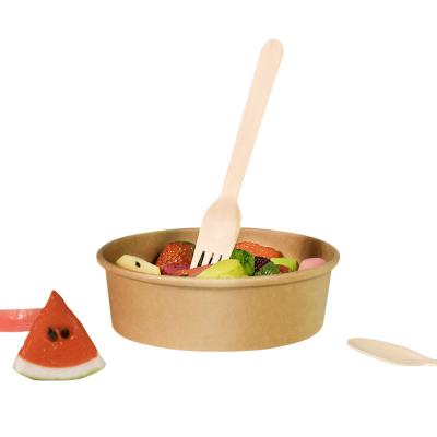 Cina Salad bowl kraft paper recycleable packaging brown paper container meal rice boxes kraft container in vendita