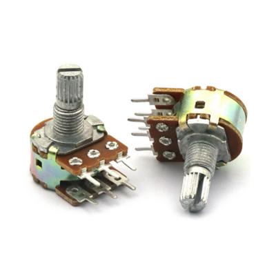 China Dual Axis Linear Amplifier Potentiometer 15mm WH148 3Pin 6Pin B1K B2K B5K B10K B20K B50K B100K B500K Stereo Potentiometer WH148 for sale