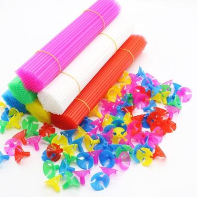 China High quality  rubber latex balloon holding accessories  New plastic 32cm 40cm white and assorted colors  balloon stick and cup for sale