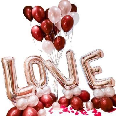 China balloons party decorations  12 inches 18 inch heart 32 inch metallic letter LOVE  Valentine wedding  helium latex foil balloons for sale