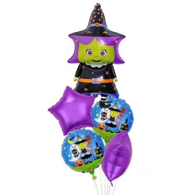 China Halloween 2022 home decor balloon party ghost  bat witch pumpkin foil balloons set of 5 for sale