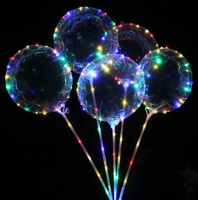 China Transparent LED Light Up Balloons Round and heart led bobo balloons flowers balloons with led lights stands for sale