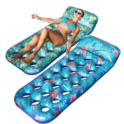 China Fashionable Large Customized Oversized Inflatable Pool Floats Suntanner Lounger Rafts Mattress with Headrest For Adult Beach Pool Party for sale