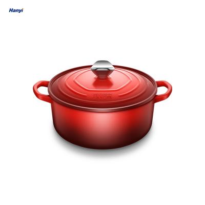 China 2021 Viable traditional die cast cookware set cooking pot sets cast iron red enamel cookware for kitchen for sale