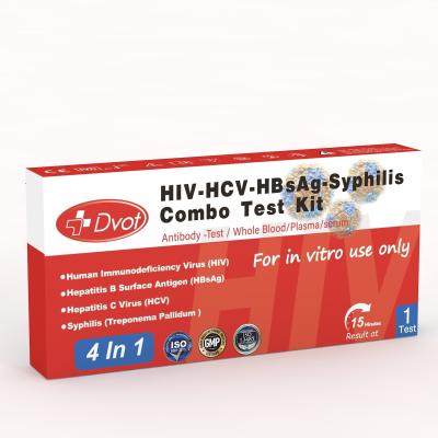 China HIV-HCV-HBsAg-Syfilis Combo Test, 15-minuten Home Antigen Rapid Test Kit met 99% nauwkeurigheid ISO en CE gecertificeerd Te koop