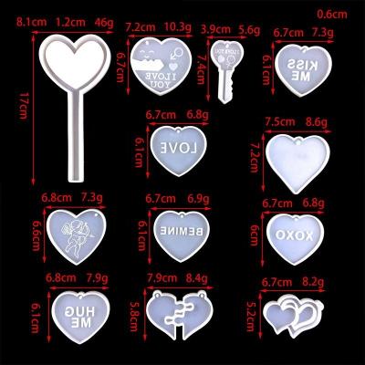 China New Viable Valentine's Day Heart And Key Chain Silicone Casting Mold For Design for sale