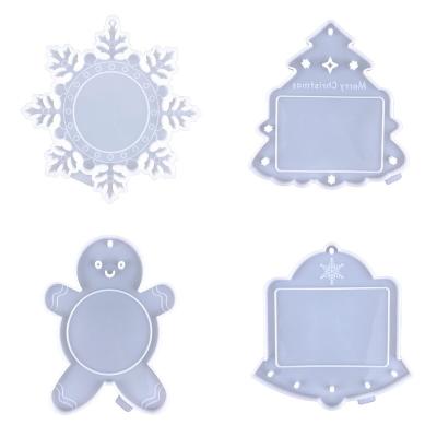 China Brand New Viable Christmas Trees Snowflake Shape Resin Photo Silicone Picture Frames Molds for sale