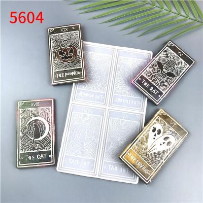 China High Quality Viable Halloween Jack Pumpkin Bat Moon Cat Resin Casts Custom Silicone Tarot Cards Epoxy Molds for sale