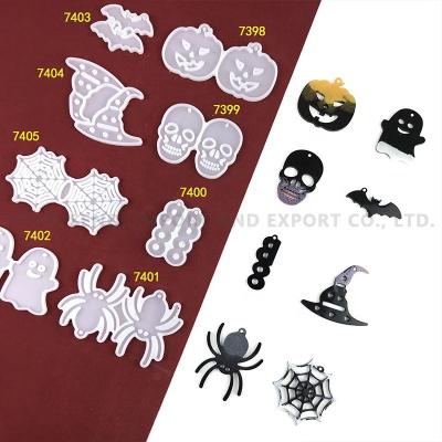 China New Viable Halloween Earring Resin Molds Pumpkin Bat Earring Silicone Epoxy Casting Molds For Halloween Decoration for sale