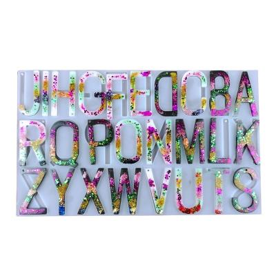 China Promotion Gift Viable Epoxy Alphabet Key Chain Molds With Hole Letter Resin Silicone Molds For Package for sale