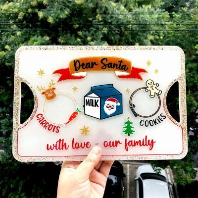 China Factory Price Sustainable Rectangle Christmas Plastic Silicone Resin Molds Cookie Serving Tray for sale