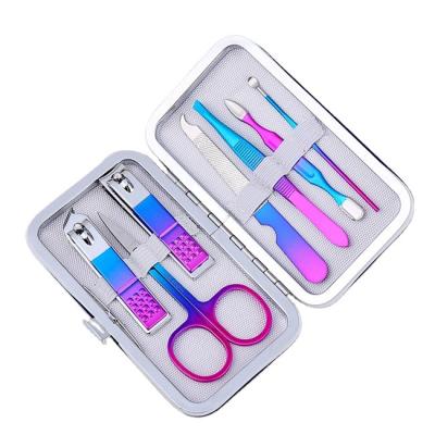 China Eco-friendly Rainbow Manicure Nail Clipper Set Stainless Steel Pedicure Tool Kit Nail Clippers for sale