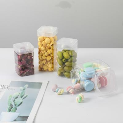 China Food Factory Wholesale Clear Square PET Plastic Jar With Screw Plastic Or Aluminum Lid for sale