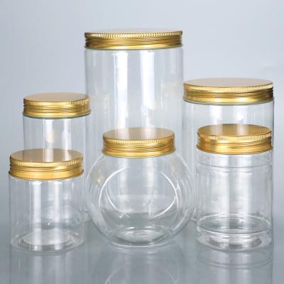 China Plastic Food PET Jars Manufacture with Silver/Rose Gold Golden Aluminum Lid for Cream or Food for sale