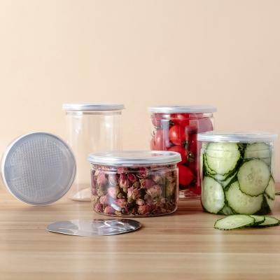 China Custom Transparent Food Round PET Plastic Jar For Food Packaging for sale