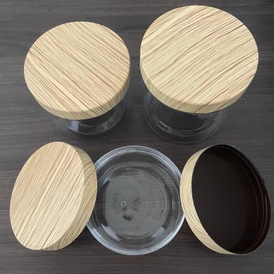 China 5oz 6oz 8oz 10oz 12oz 14oz 15oz 20oz 32oz Cosmetic PET Plastic Jars With PP Bamboo Wood Printing Lid for sale