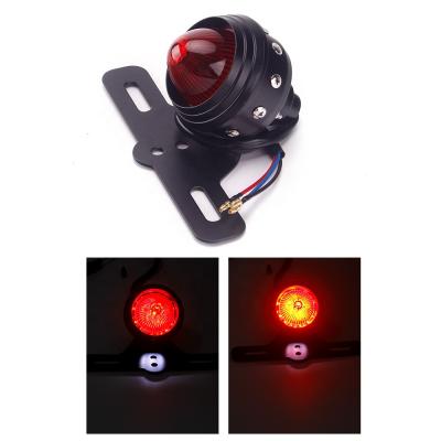 China Metal Motorcycle LED Tail Light With Bracket Stop Light For Cafe Racers Project Bikes License Plate Light for sale