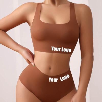 China Wholesale Sharicca Dark Brown QUICK DRY Running Padded Bra Back Back Set Wireless Seamless Women Underwear And Bra Sets for sale