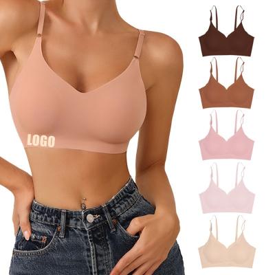 China Women QUICK DRY Logo Solid Bralette Brassiere Custom Removable Korea Underwear Padded Seamless Wireless Bras Bra For Girls for sale