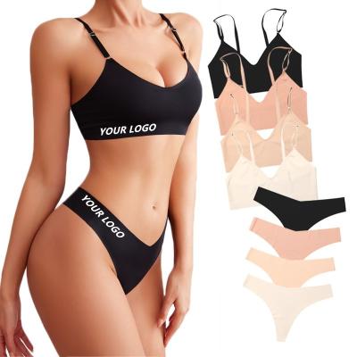 China Women Sexy QUICK DRY Underwear Ladies Thong Bra Panties Set Soft Seamless Underwear Set Crop Bralette Bralette Underwear Sets for sale