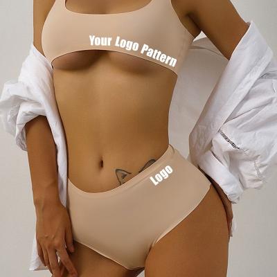 China Spandex Women Nylon Bra Panties Sporty Seamless Sexy Bikini Set Underwear Sets Softly Breathable Ladies No Pad Bra Set for sale