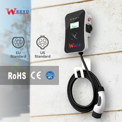 China AC EV Charger For Home/Commercial 7KW Ip65 Wallbox 32A Ev Charger Charging Station 62196 Home Charging App 22KW Electric Vehicle Charging Station for sale