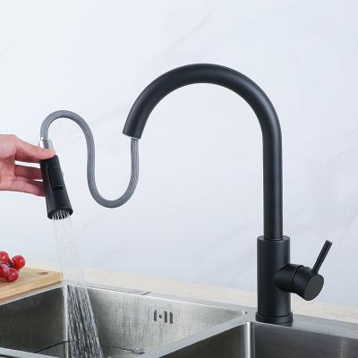 China Modern Kitchen Faucet Water Tap Modern Mixer Tap Black Pull Out Kitchen Faucet for sale