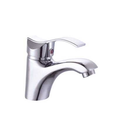 China Metered Faucets Deck Mounted Wash Waterfall Single Hole Wave Handle Basin Shining Sink Faucet for sale