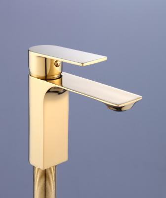 China Hot And Cold Metered Single Handle Hole Lever Hole Bathroom Vanity Wash Waterfall Basin Gold Sink Faucets for sale