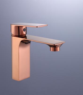 China Single Handle Lever Handle Hole Lever Handle Hole Bathroom Vanity Wash Waterfall Basin Rose Gold Sink Shiny Single Faucet for sale