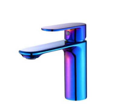 China New Design Popular Strong Blue Emperor Basin Faucet Water Flow Metered Glossy Faucet For Bathroom for sale