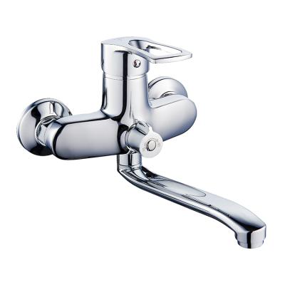 China 2021 Metered Single Handle Hole Lever Bathroom Waterfall Wall Mounted Single Shower Plating Brass Sink Faucet With Shower for sale