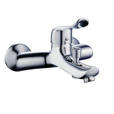 China Sink Plating Bath Wall Mounted Single Handle Metered Single Hole Chic Design Hot And Cold Faucets Faucet for sale