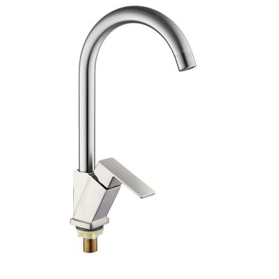 China Square Handle Neck Faucet Single Outlet Modern Single Outlet Kitchen Sink Curved Faucet for sale