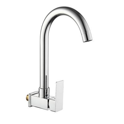 China Modern Hot Selling High Arc Curved Single Handle Kitchen Sink Faucet Single Handle Neck Brass Faucet for sale