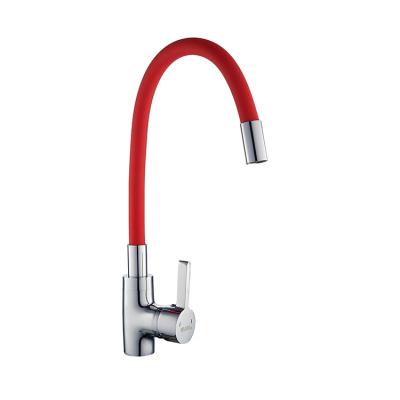 China Other Extended Version Single Hole Faucet Red Kitchen Arched Waterfall Faucet Sink High for sale