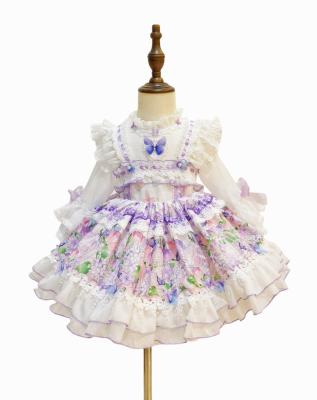 China Breathable New Design Original Lolita Butterfly Style Purple Long Sleeve Girls Dress for sale