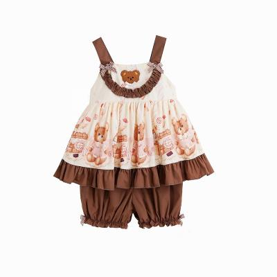 China Original Children's Chocolate Bear Cookie Strap Summer Breathable Set For Girls Cute Comfortable Fashion Features for sale