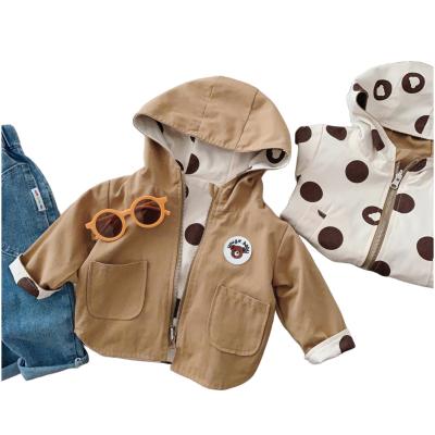 China New Fall Boys Breathable Polka Dot Bear Hooded Top Double Sided Jacket for sale