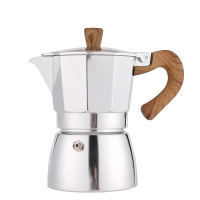 China Top Selling New Minimalist Type Premium Thickened Italian Moka Pot Silver Hand Pour Coffee Maker for sale