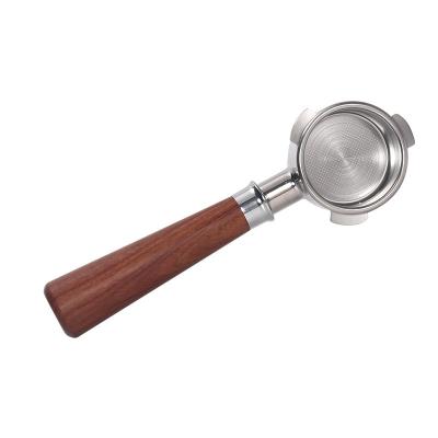 China New Style 54mm Three-Ear Stainless Steel Coffee Portafilter Wooden Handle Coffee Portafilter Sustainable Bottomless Coffee Machine for sale