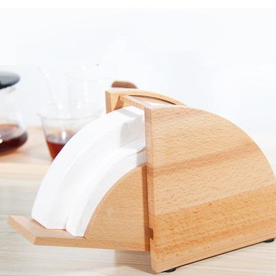 China NEW Wooden Coffee Filter Paper Holder Business Storage Holder Coffee Filter Container Holder Tea Rack Filter Paper Box for sale