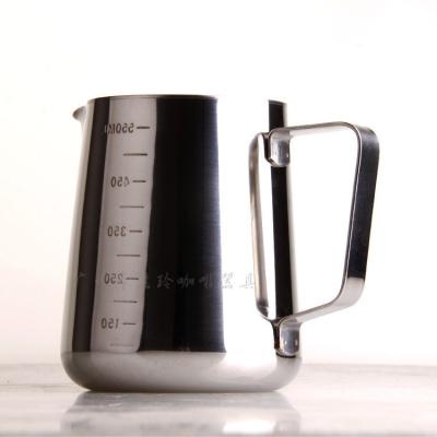 China Modern Bestselling 350ml 600ml 1000ml 304 Food Grade Stainless Steel Measuring Cup Frothing Pitcher Milk Frother Garland Cup with Scale for sale